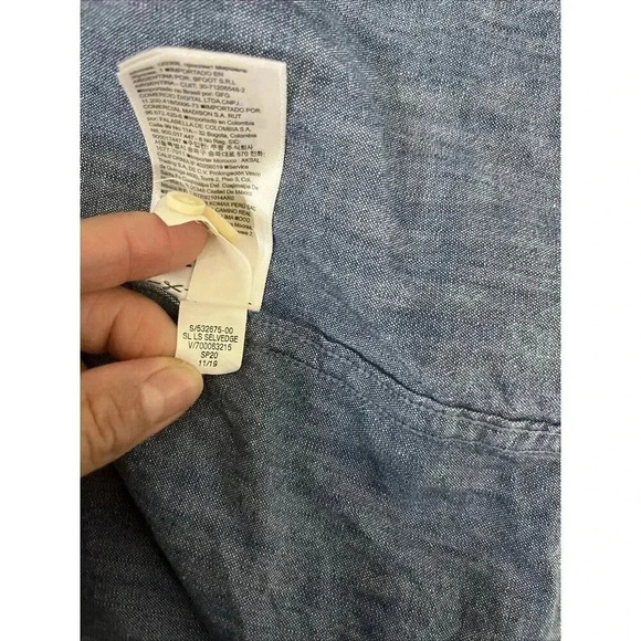 Banana Republic Mens XL Slim Fit Chambray Button Down Shirt Preppy Western City - Picture 6 of 7